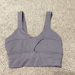 Purple/gray sports bra